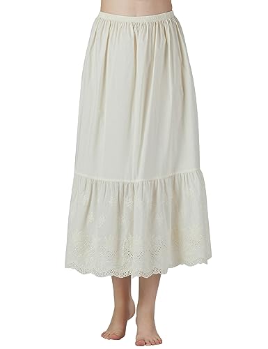 Image of BEAUTELICATE Half Slip Skirt Extender 100% Cotton Vintage Underskirt with Lace Embroidery