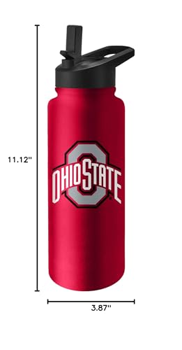 Image of Logo Brands NCAA Ohio State Buckeyes 34oz Logo Quencher Water Bottle - Double-Wall Insulated, Stainless Steel, No-Spill Lid, Easy Carry Handle