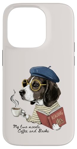 Dog Reading Book Coffee Dark Academia Intellectual Reader �X�}�z�P�[�X iPhone 14 Pro �p