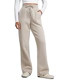 CRZ YOGA Cotton Fleece Lined Sweatpants Women 30' Straight Leg Casual Lounge Sweat Pants for Women Mojave Tan Small