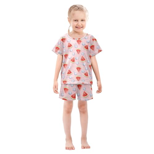 Pajama Short Sets Watermelon Ice Bubble Pattern Soft Cotton Summer Sleepwear 2 Piece PJS Size 5-14T4