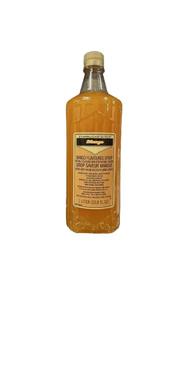 KK&A Gold Pump Bundle- MANGO Syrup 1 Liter Bottle - Authentic Mangoes Syrup, Premium Taste - Perfect for Starbucks Coffee, Lattes, and Desserts with KK&A Collection Gold Pump