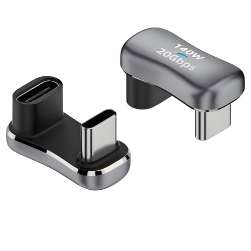 Leloco 180 Grad USB C Winkel Adapter 2 St&uuml;ck, U-Form USB C Winkelstecker Buchse zu Stecker OTG Adapter PD 140W Schnellladung 20Gbps Kompatibel f&uuml;r Steam Deck, Laptop, Switch, Tablet, Handy usw