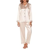 GAESHOW Conjunto de Pijama de Seda de Satén para Mujer, Conjunto