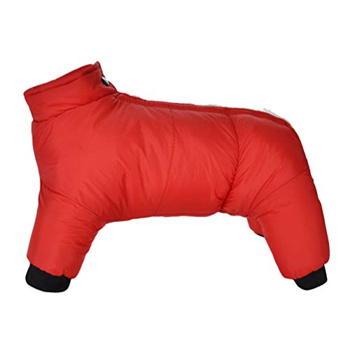 HZQIFEI Manteau d'hiver pour Chien avec 4 Jambes, Veste Coupe-Vent de Neige Hiver Vêtement Chaud Rembourré pour Animaux Chihuahua Yorkshire (Rouge, M) Cover