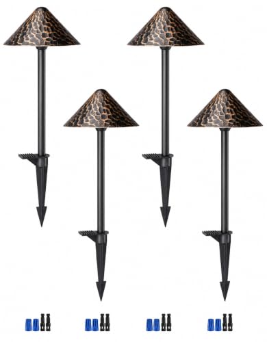 LEONLITE 4-Pack 5CCT Low Voltage LED Path Light Vintage Golden Texture