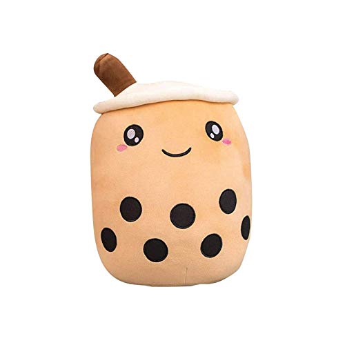 ELIAUK Oreiller en Peluche de thé au Lait à Bulles, Oreiller en Forme de Tasse d'oreiller cylindrique de Dessin animé en Peluche, Cadeau créatif de Coussin étreignant Super Doux (Big Eyes Bobo, 24CM) Cover