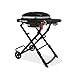 Weber Traveler Compact Gasgrill/Klappbarer und tragbarer Gasgrill mit Rädern, automatischer Deckelverriegelung und integriertem Thermometer, 1 Brenner, Grillfläche 52 x 36 cm, schwarz