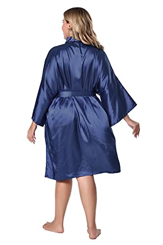 Image of EPLAZA Women Silky Satin Robe Wedding Bridal Party Bride Bridesmaid Robes Kimono Loungewear Dressing Gowns