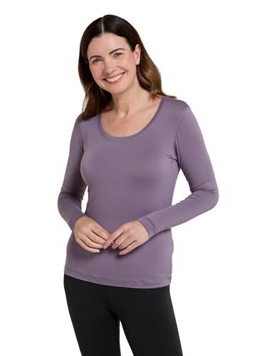 Mountain Warehouse Keep The Heat Isotherm Womens Round Neck Top - Lightweight Ladies Baselayer, Breathable Underlayer - Best for Skiing, Snowboarding Dusky Purple (Keep The Heat) Women's Size 16