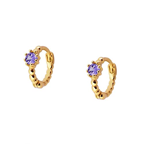Boucles d'oreilles créoles argent 925 violettes style goutte d'eau idéales pour le bureau