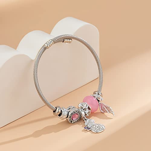 Cute Evil Eye Charms Bracelets for Women, Silver Bangle Bracelet Open Cuff Bracelet Love Heart Wrap Bracelet Blue Red Bracelet for Girls Adjustable Handmade Jewelry Birthday Gifts for Her2