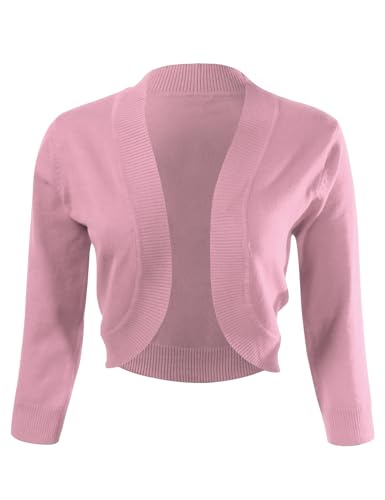 Image of Allsense Women's 3 /4 Sleeve Bolero Shrug for Dresses | Open Front Cropped Cardigan, Lightweight Knit Dress Cover Up