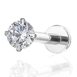 (SAJ) ボディピアス サージカルステンレス ラブレットスタッド 立爪ストーン(シルバー)(ストーン3mm クリア)(18G)(内径8mm)