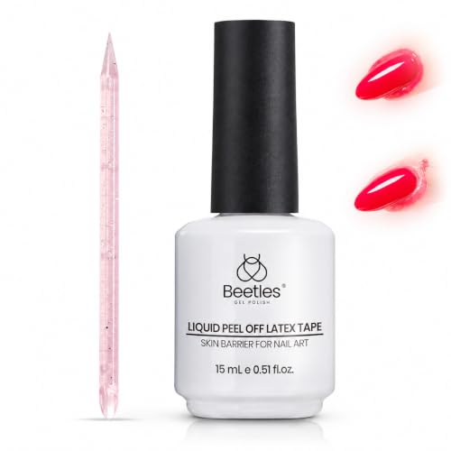 beetles Gel Polish Liquid Latex for Nails: 15ML Simple Peel Off Cuticle Guard for Nail Polish Nail Art Liquid Latex Barrier Protector Manicure Cuticle Protectors with Stick Gifts for Women