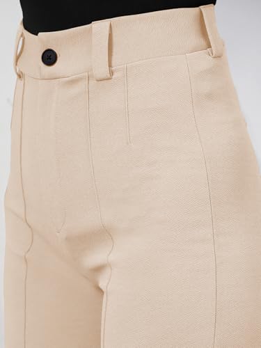 Image of Women's High Waist Formal Straight Fit Trousers Premium Stretch Office Pants Front Pleated Design Smart Workwear Bottom for Office, Casual & Business Wear
