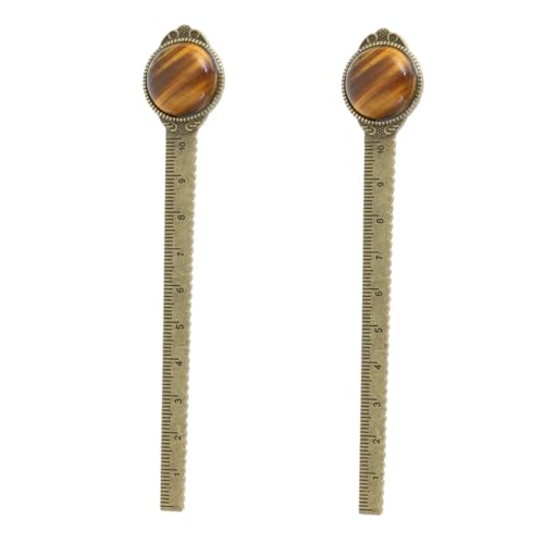 TIDTALEO 2個 ヴィンテージスル 天然石ブックマーク定規 合製 学生用しおり 文房具 多機能ブックマーカー 読書補助 軽量コンパクト携帯便利