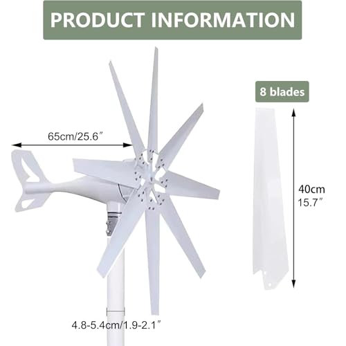 Eastnmythet 12000W Wind Power Turbine Generator, 8-Blade Windmill Power Generator with Controller, Wind Generator for Home Use,10000W-48V