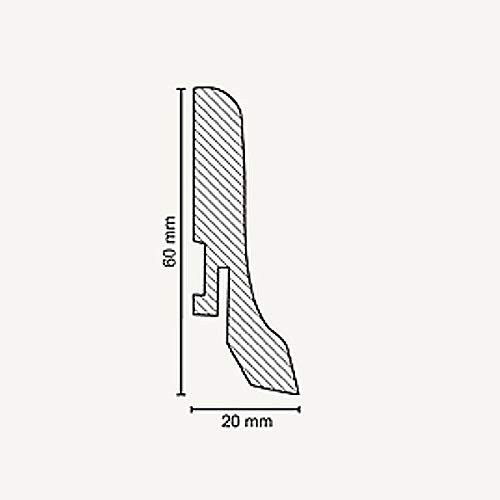 Listwa przypodłogowa z płyty MDF, 20 x 60 x 2500 mm, rdzeń MDF, foliowany, buk, do klejenia, wkręcania i gwoździ, listwa przypodłogowa firmy PROVISTON 12,5 m, 5 sztuk
