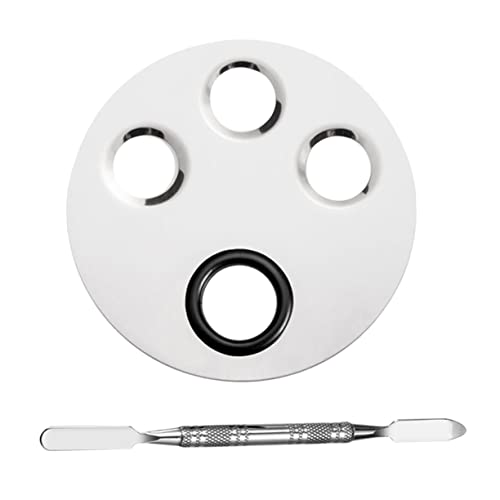 Beatifufu Makeup Liquid Foundation Palette Nail Art Stainless Steel Nail Art Kit with Round Holes Double Mixing Stick