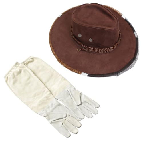 Sombrero de apicultura con velo mosquitero y guantes de protección MAGICLULU 3 Pcs