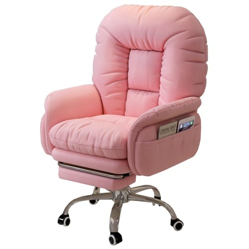 Sedia Da Ufficio Ergonomica In Pelle Sedia Da Scrivania Con Rotelle Supporto Lombare Comfort Divano Poltrona Reclinabile Regolabile Girevole Sedia Direzionale Con Braccioli(/Pink,With foot rest