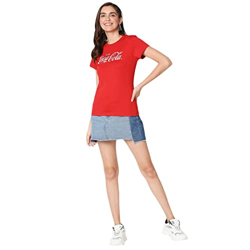 Image of Bewakoof Women 100% Cotton Enjoy Coca - Cola | Half Sleeves |-WCKC - T-Shirt