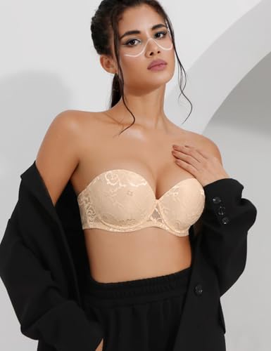 Strapless Bra Push Up Thick Padded Add 2 Cups Underwire Convertible Multiway Bras for Women3