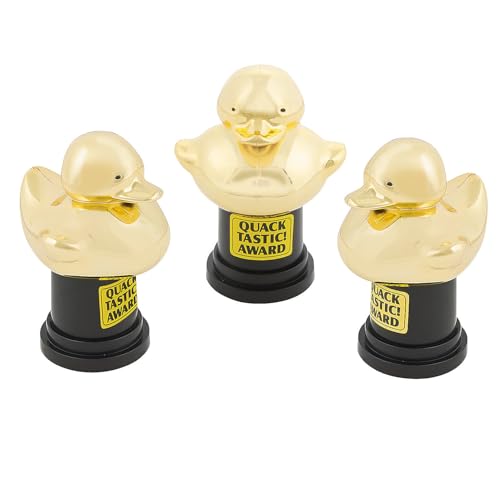 Fun Express Quacktastic Gold Rubber Duck Awards - 12 Plastic Trophies - 2-3/4
