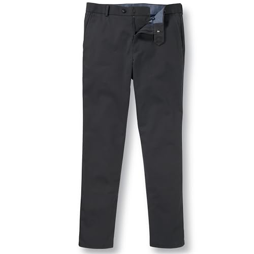 Image of Charles Tyrwhitt Men's Chino Trousers - Ultimate Non-Iron Stretch Dark Grey Chinos for Men - Slim Fit - Smart Casual Cotton Chinos for Work, Travel & Everyday Wear
