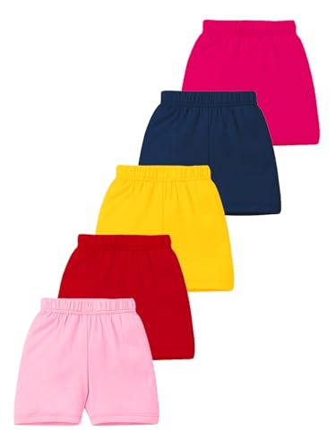Image of Kuchipoo Girls Regular Fit Cotton Shorts - Pack of 5