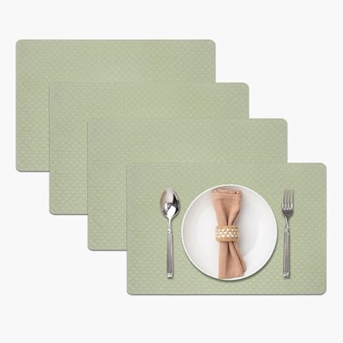 Image of Amazon Brand - Umi PVC Vinyl Foam Design Placemat STPG127 | Heat Resistant, Wipe Clean, Anti-Skid Table Mats for Dining Table, Kitchen & Home Decor (30x45 CM Green Set of 4)