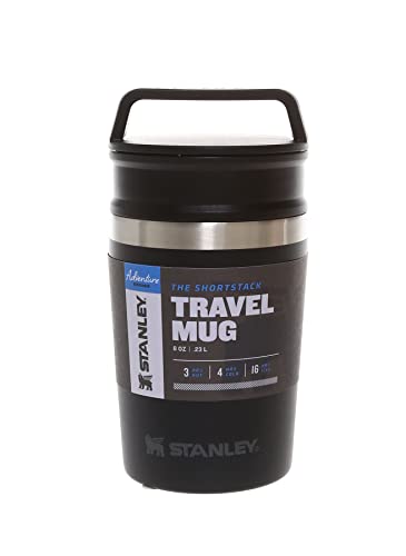 Stanley Adventure Shortstack Travel Mug 0.23L / 8OZ Matte Black – Étanche -Mousqueton à clipser sur le sac - Sans BPA - Compatible avec Cafetière à une Tasse - Va au Lave-Vaisselle