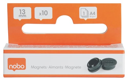 Image of Nobo Magnetic Whiteboard Magnets 10 Pack 13mm Coloured Magnets