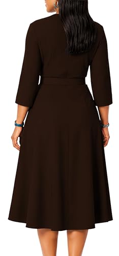Image of ZVO Business Work Dress for Women Elegan Church V-Neck A Line Midi Dresses