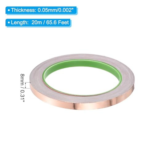 Image of PATIKIL Copper Foil Tape 0.31 Inch x 66 Feet 0.05mm Thick Double Sided Conductive Adhesive EMI Shielding for Electronics, Circuits, Grounding