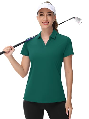 Image of TACVASEN Women's V-Neck Polo Shirts UPF 50+ Short Sleeve Sun Protection Quick Dry Golf Polos Collared Shirt