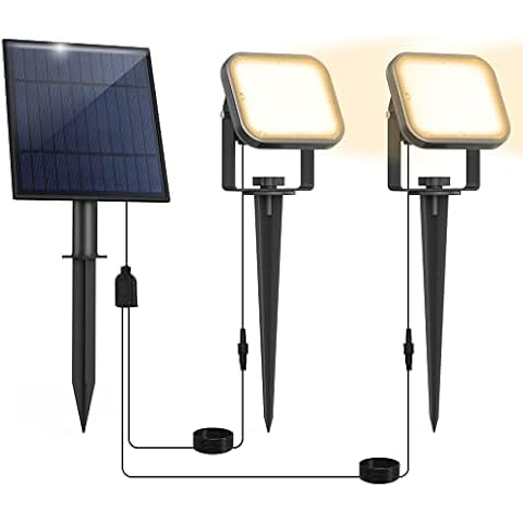NATPOW Solar Garden Spotlight for Outdoors, 2-in-1 Solar Light Garden, IP65 Waterproof, Auto On/Off Outdoor Wall Lights, Landscape Spotlight, Garden Lighting for Trees, Yard, Garden Path (3000 K) Cover