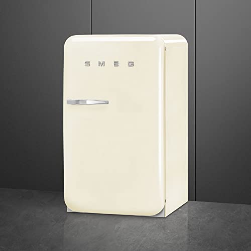 SMEG FAB10 50's Retro Style Aesthetic Refrigerator with 4.48 Cu Total Capacity, 2 Glass Shelves, LED Internal Light, 22-Inches, Cream Right Hand Hinge Made In Italy on Fridge.com