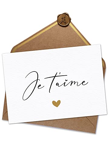 Joli Coon - Carte Je t'aime - avec enveloppe et sceau de cire - Carte saint valentin