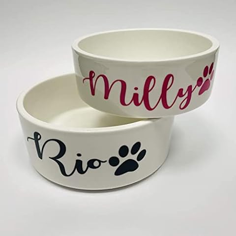 Personalised Pet Bowls Dog Bowl Cat Bowl Rabbit Animal Food Water Treat Mrs Hinch (Large Bowl (1 Lt), Copper) Cover