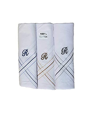 Image of GOLU MOLU Cotton White Formal Handkerchief Pack Of 6 | Office Travel Daily Use | Custom Initial Design | Free Size | Cotton Fabric | Customised N95 Mask Included