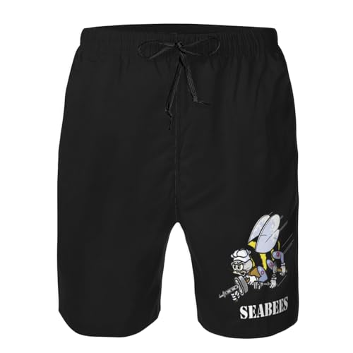 Navy Seabee Men's Beach Shorts Quick Dry Swim Trunks with Pockets Mesh Lining3