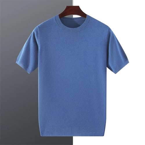 Ownwfeat Men’S Round Neck Short Sleeve Loose Fit Silk Wool Knitted Pullover Casual Sweater4