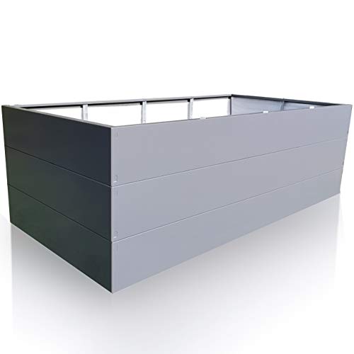 Preisvergleich Produktbild Hochbeet Verzinkter Stahl 200x100x63 Grau Rechteckig. Premiumqualität Metall Gartenbeet für Garten