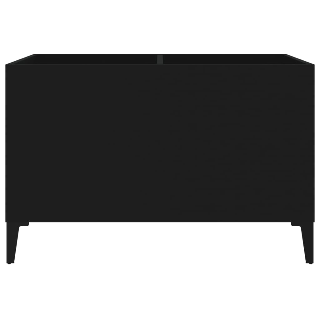 Armadio per dischi in legno nero con piedini in metallo, 74,5 x 38 x 48 cm, spazioso armadio multimediale per soggiorno e ufficio, salvaspazio per dischi in vinile e CD
