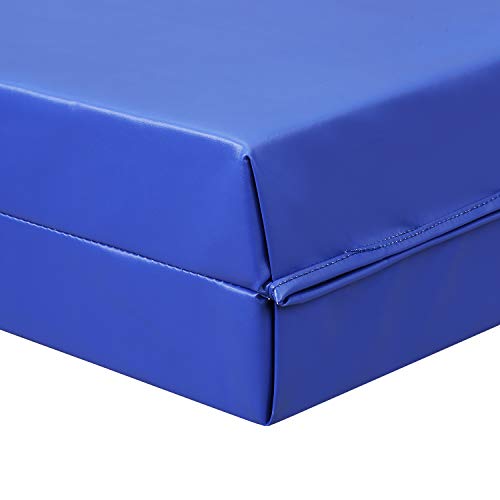 ZENOVA Thick Cushion Gymnastics Mat 3'x6'x4'' Folding Tumble Landing Mat for Junior Gymnast Training Crash Pad (Blue2)