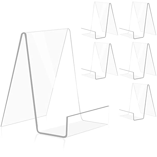 trophable 6 Pack Acrylic Book Stand Thickened Clear Book Display Easel Holder for Displaying Tablets...