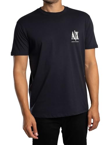 Armani Exchange Men's Short Sleeve Side Monogram Logo T-Shirt, Blue, L