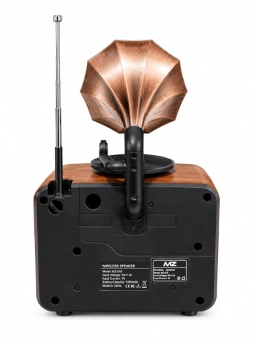 Image of Fire Turtle Vintage-Style FM Radio with Bluetooth Speaker | Portable Retro Music Player with Type-C Charging USB, SD Card, Headphone Jack & Frequency Knob - Brown (FR23)